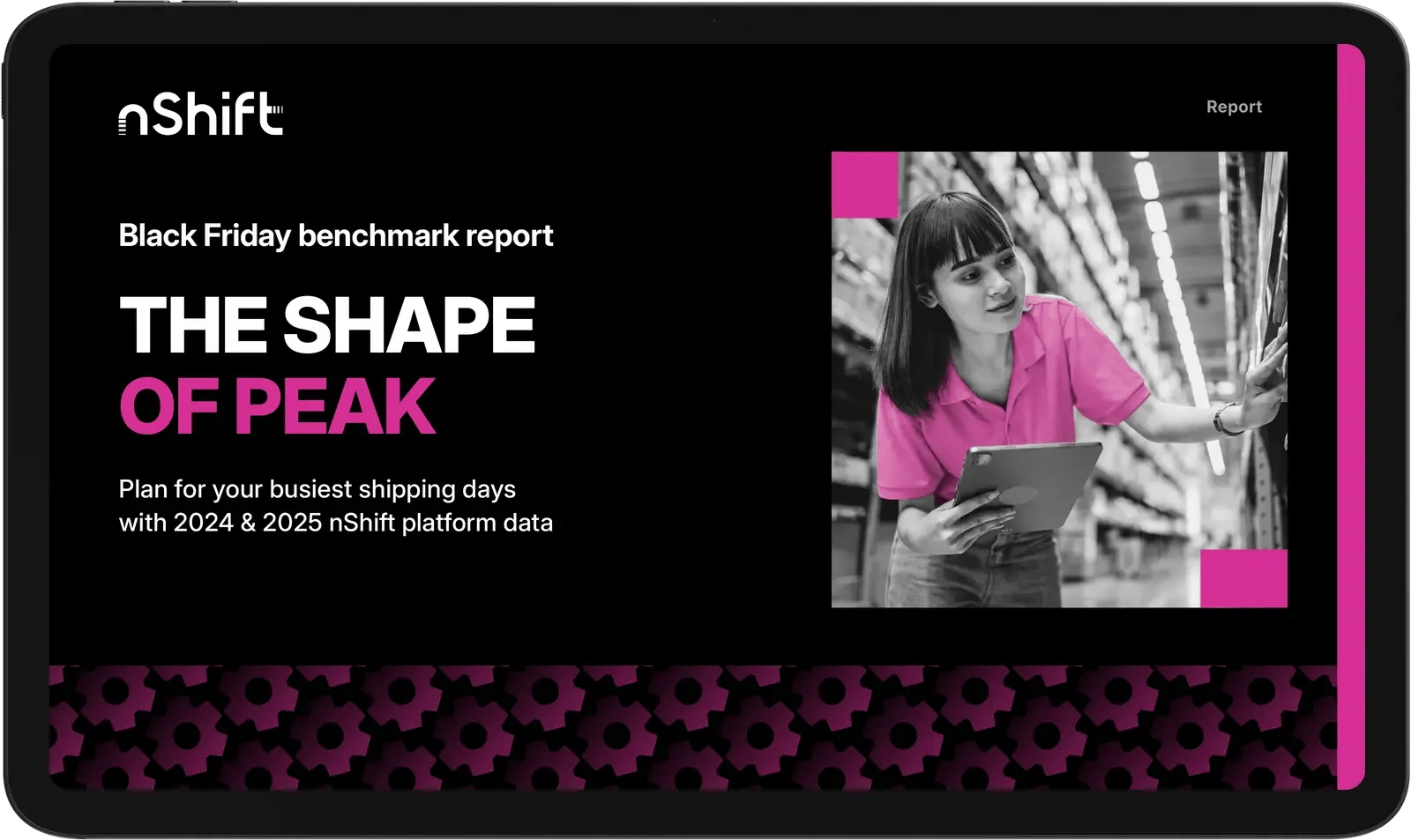 The shape of peak report cover on a tablet