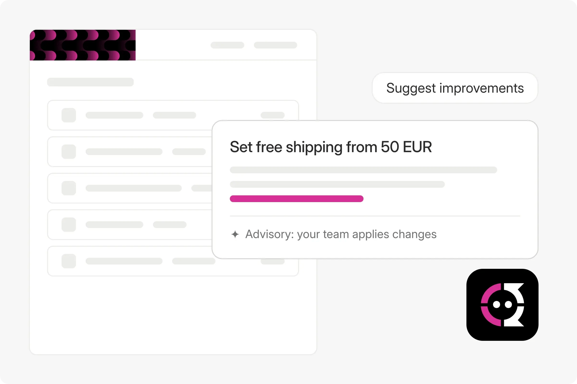 The nShift Companion icon beside a checkout configuration, where the request 