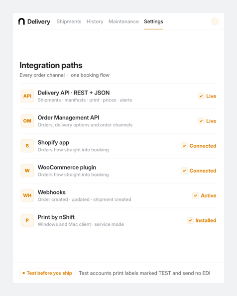nShift Delivery, what it asks view