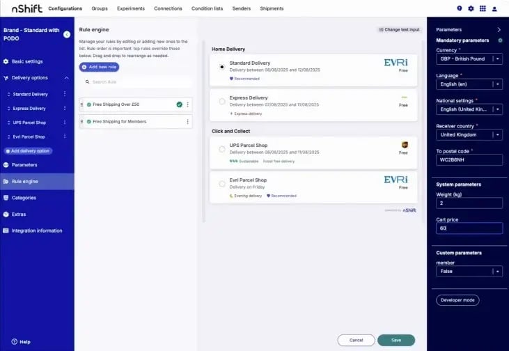nshift-checkout-shipping-price-configuration