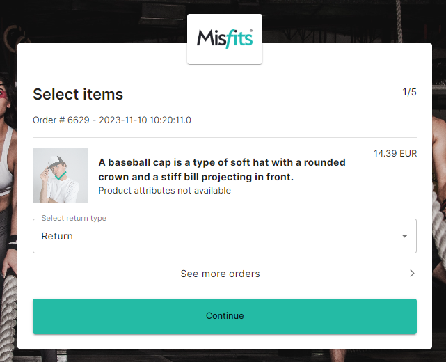 Choosing a return or exchange in the nShift Returns portal